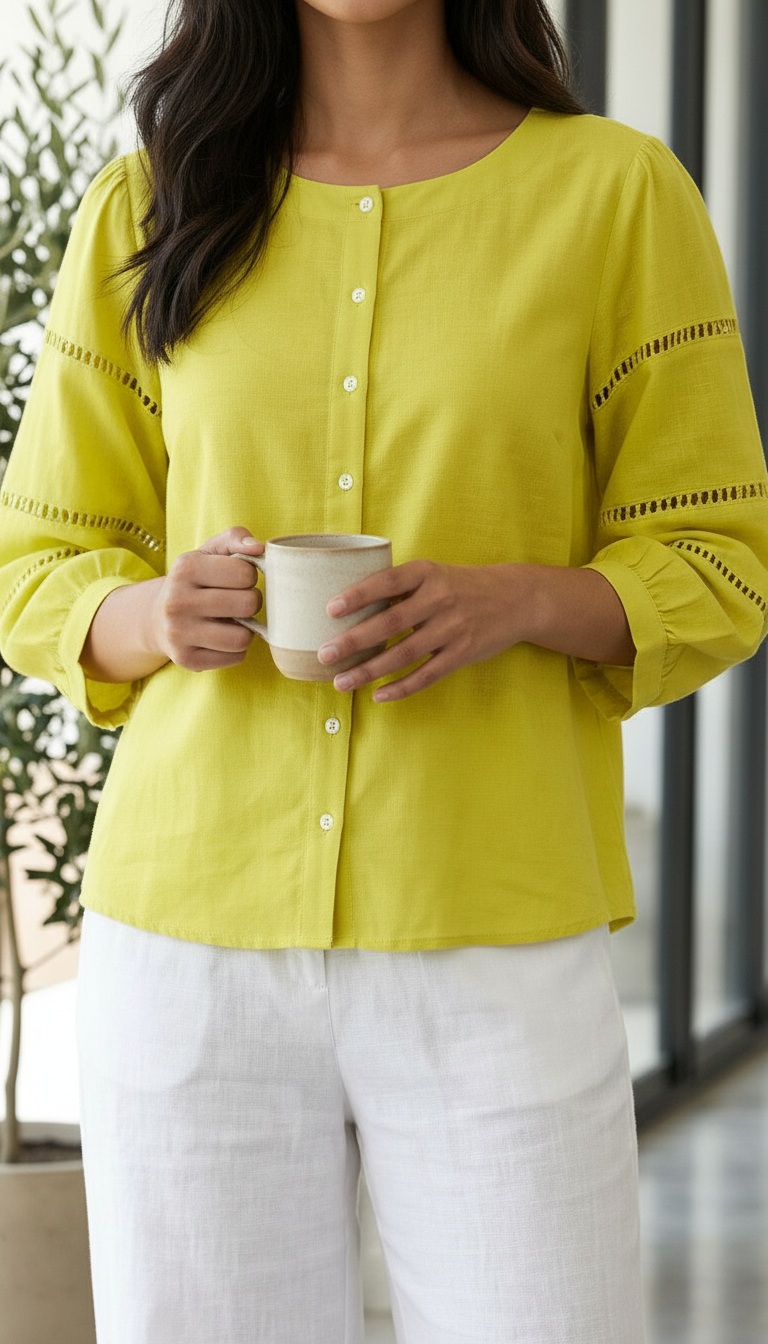 Linen Button-Up Top view 2