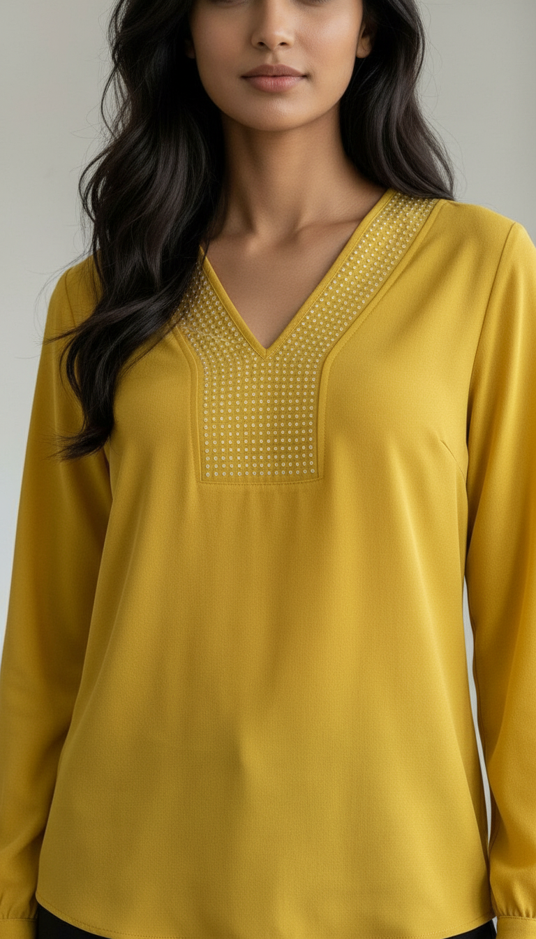 Elegant V-Neck Top view 2