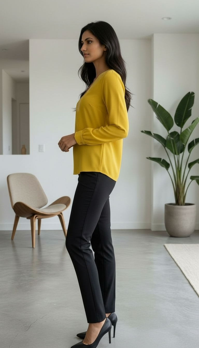 Elegant V-Neck Top view 4