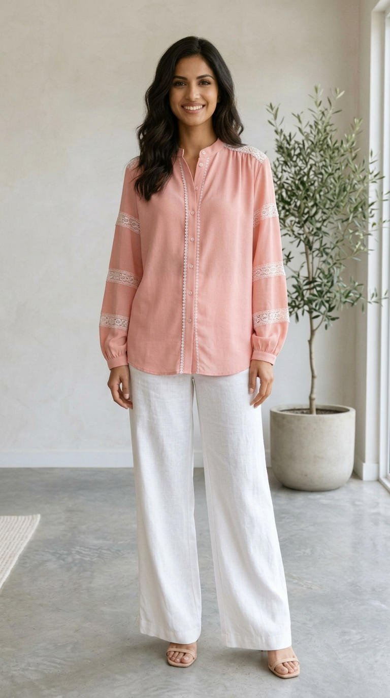 Pink Lace Top Trim view 5