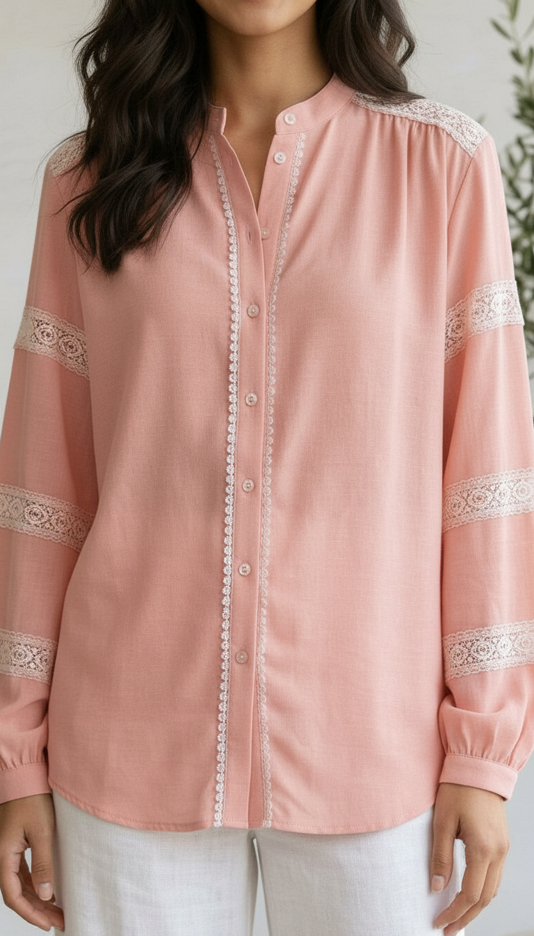 Pink Lace Top Trim view 2