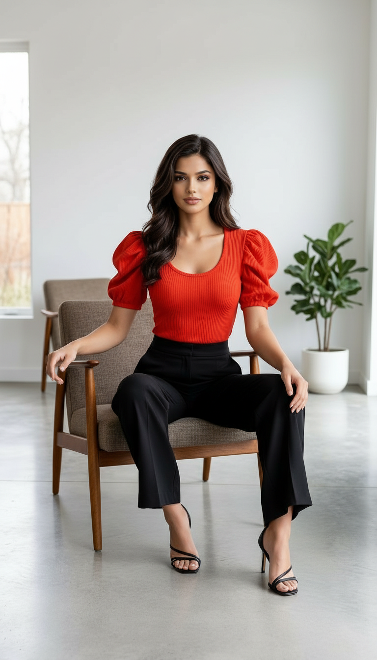Elegant Puff Sleeve Top view 4