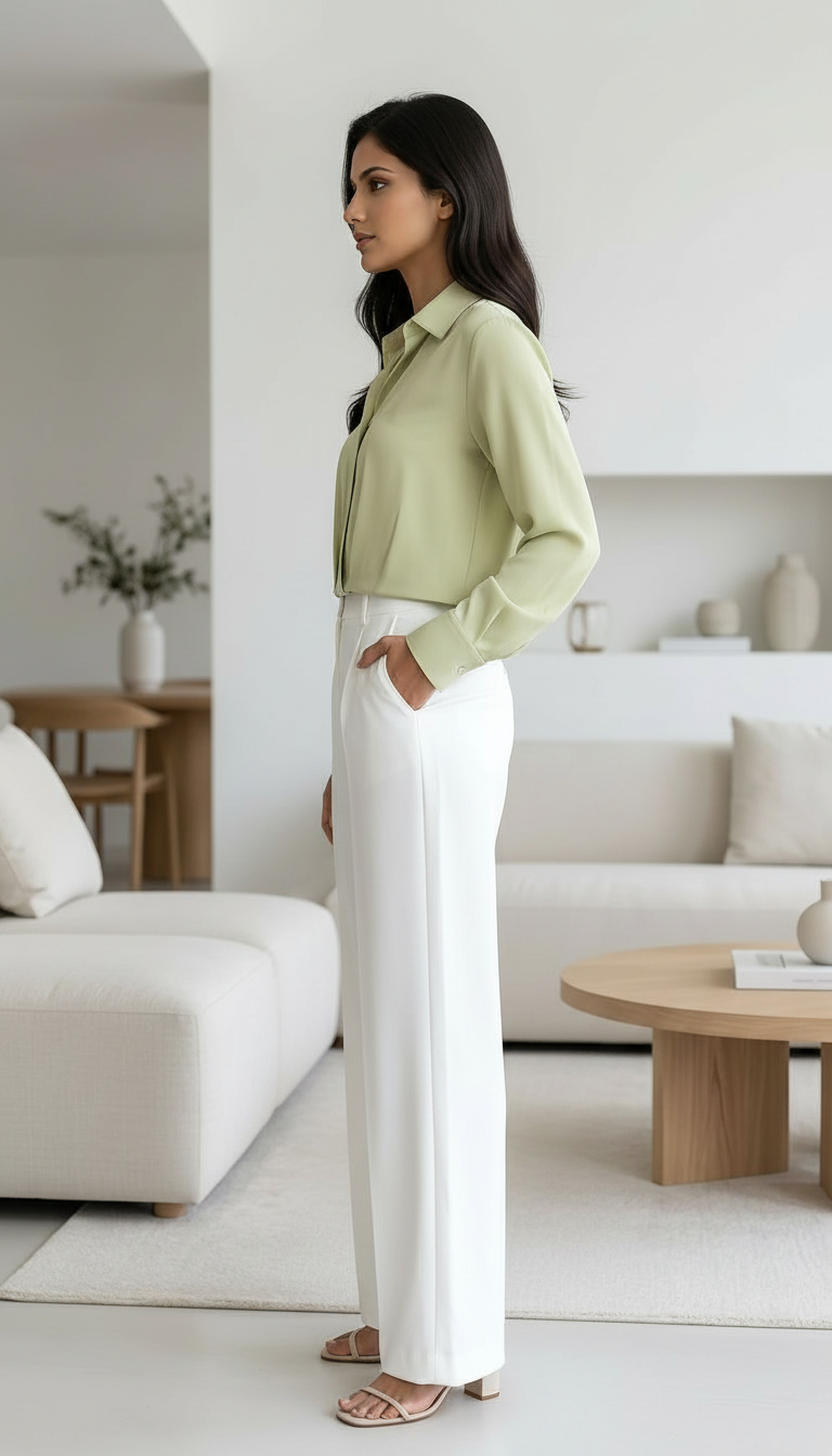 Olive Button-Up Crop Shirt view 4
