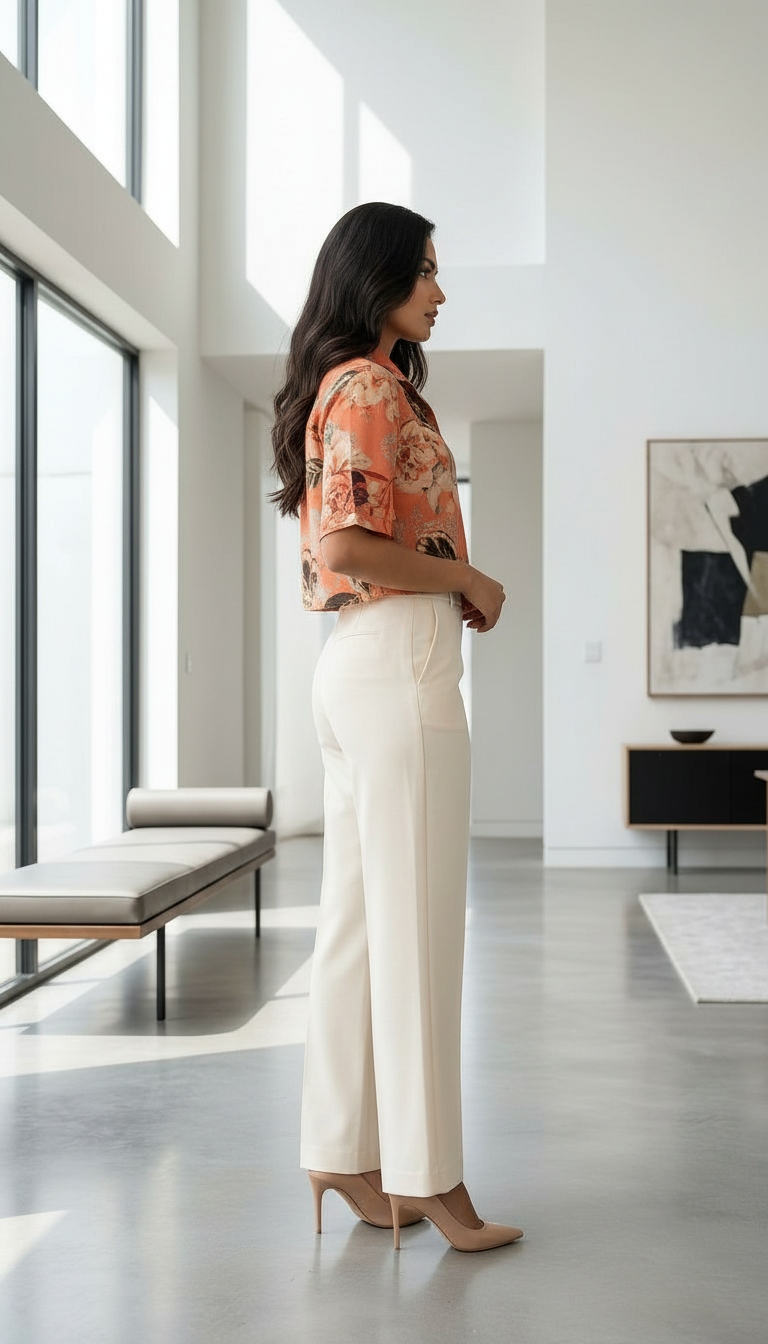 Flower Print Crop Shirt view 3