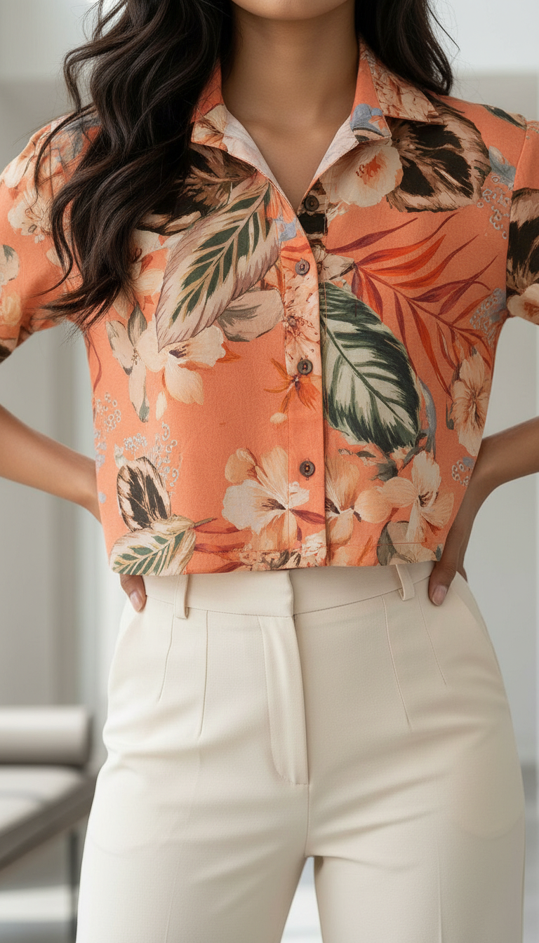 Flower Print Crop Shirt view 2