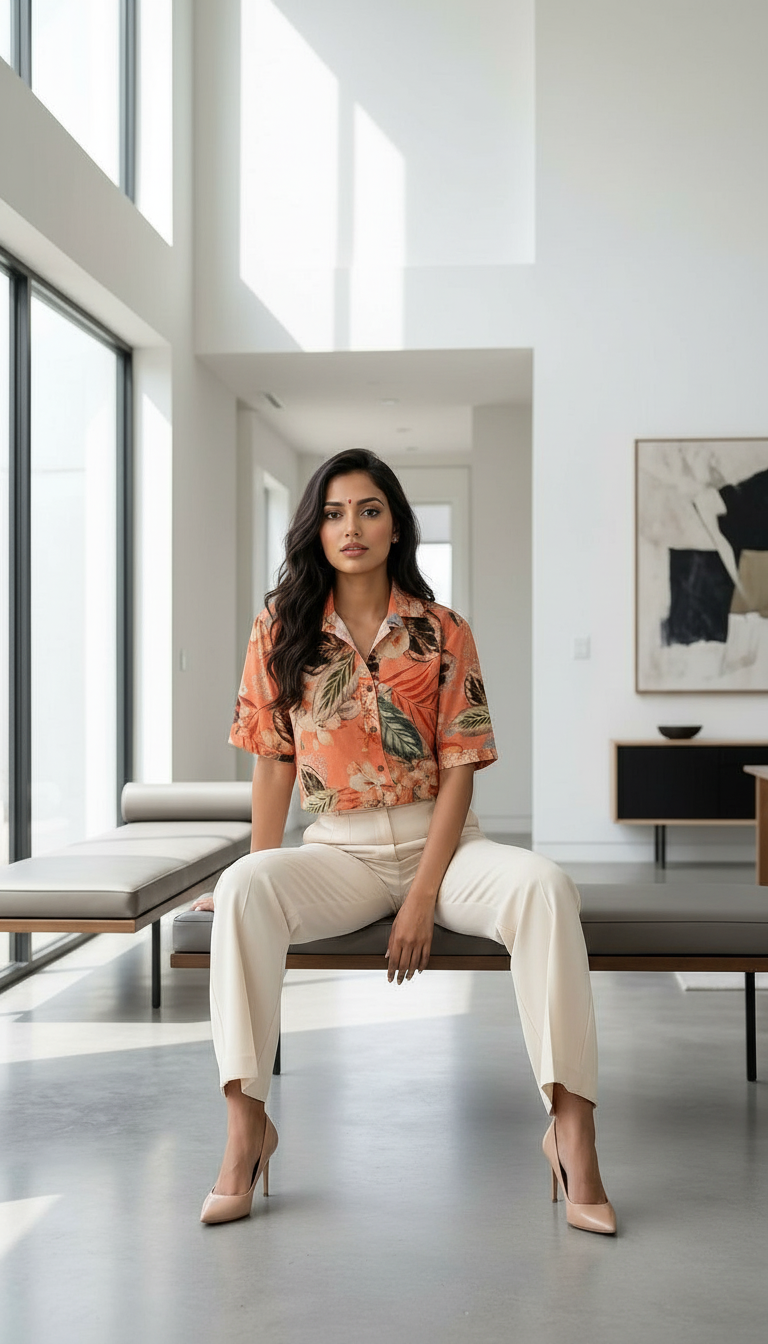 Flower Print Crop Shirt view 6