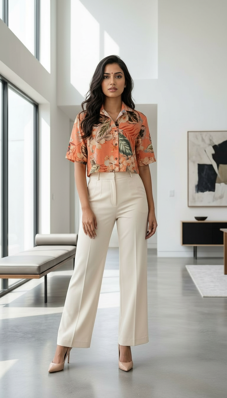 Flower Print Crop Shirt view 5