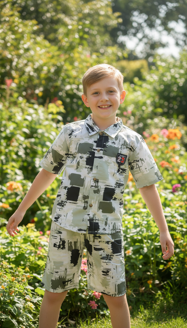 Camouflage Print Short Set