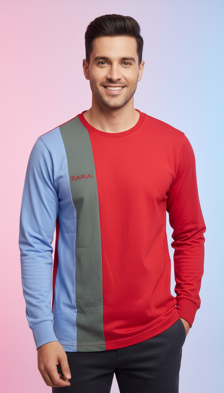 ZARA Color Block Long Sleeve Shirt