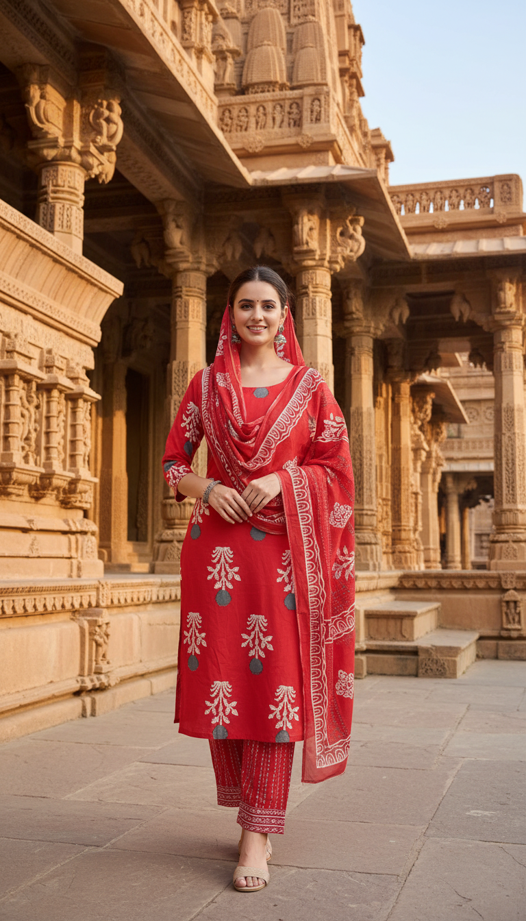 Red Floral Suit Set