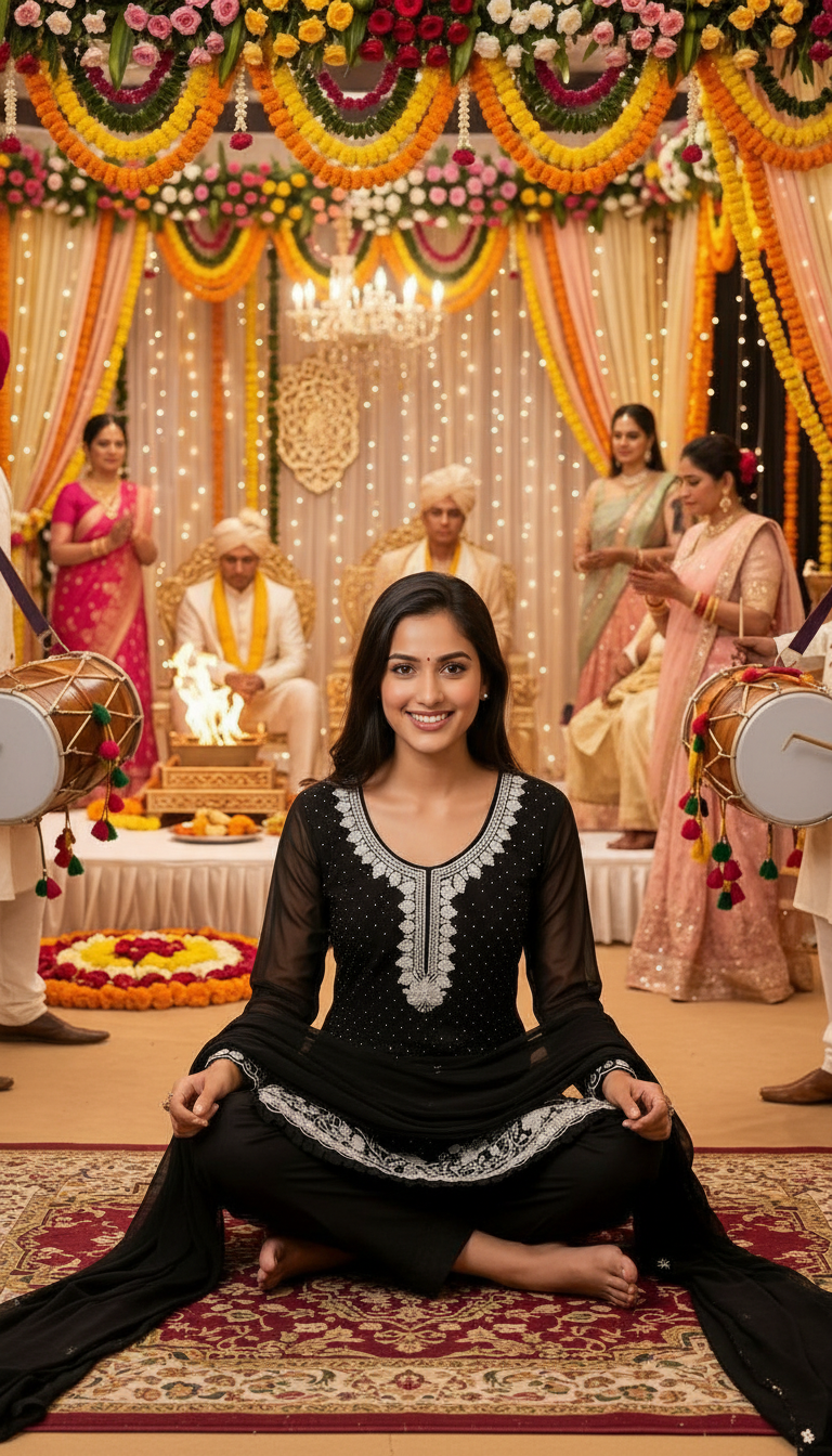 Jay Krishna Black Anarkali Suit view 6