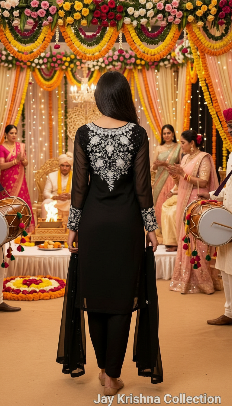 Jay Krishna Black Anarkali Suit view 4