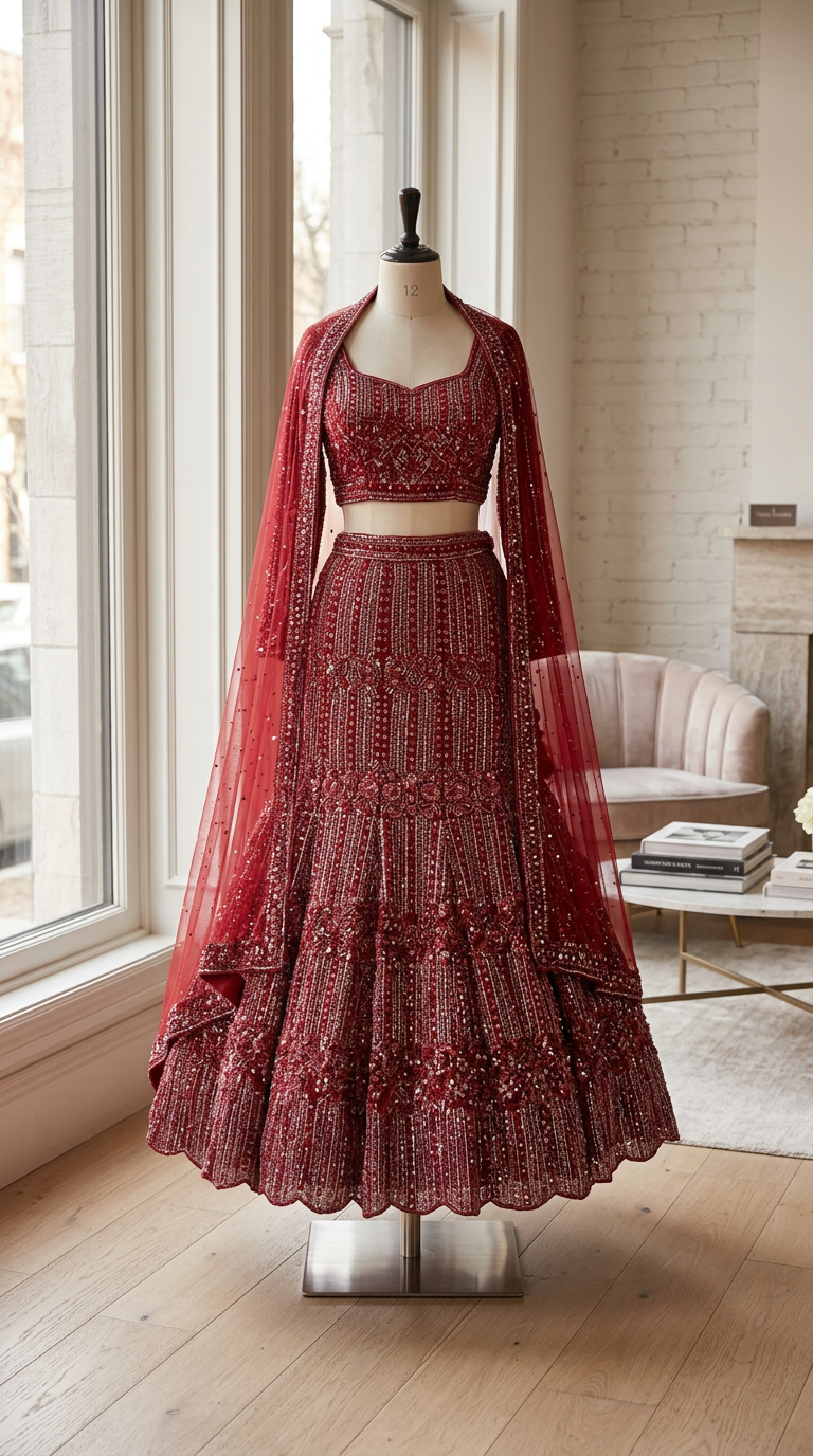 Designer Red Lehenga