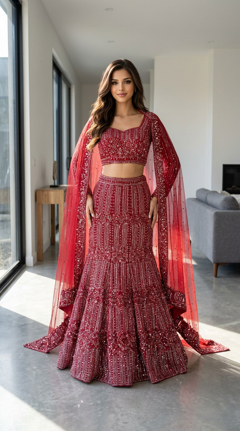 Embellished Non Bridal Fishcut Lehanga