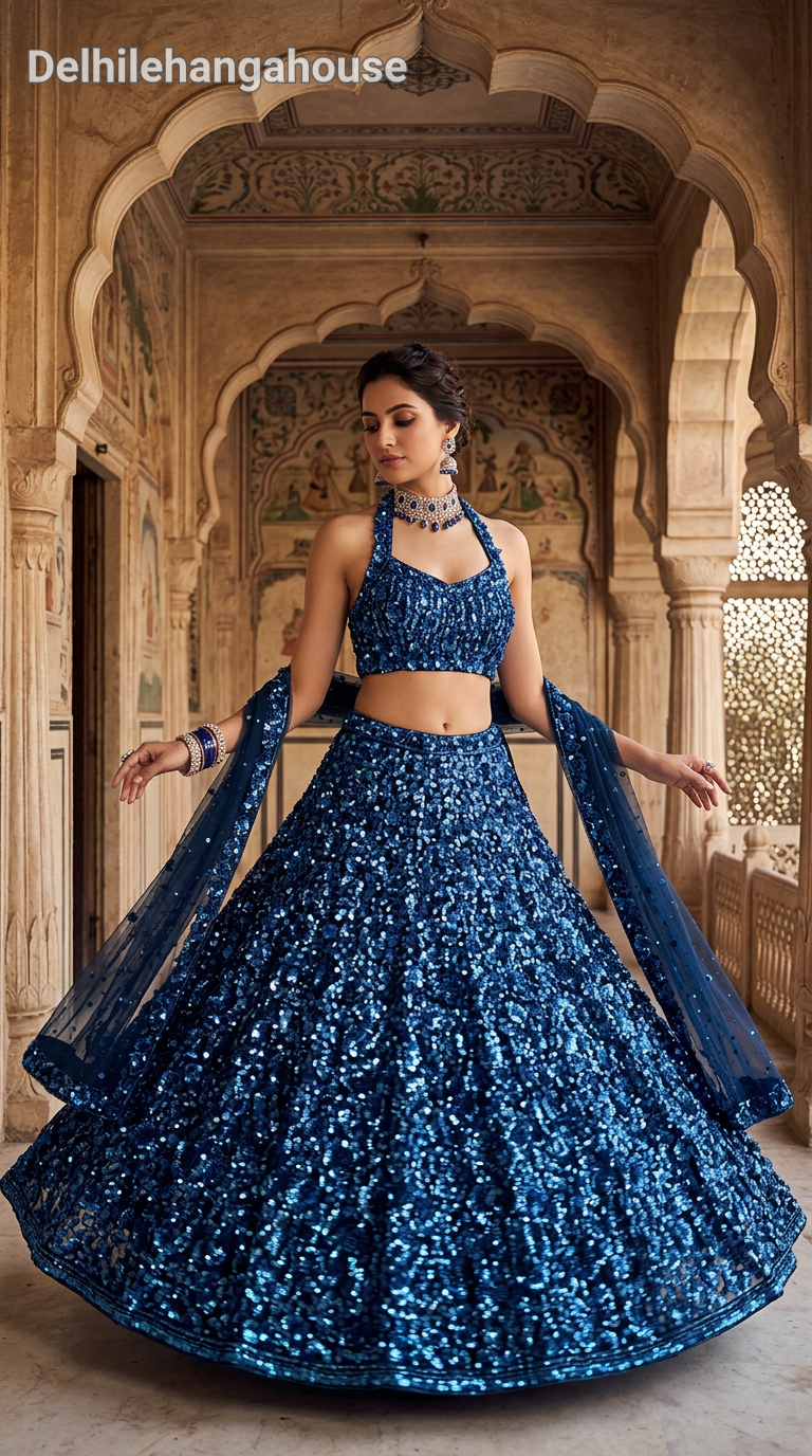 Electric Blue Designer lehanga