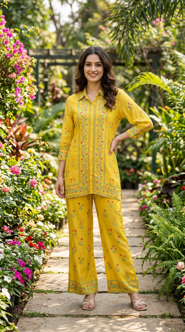 Naina Creations Yellow Muslin Cordset