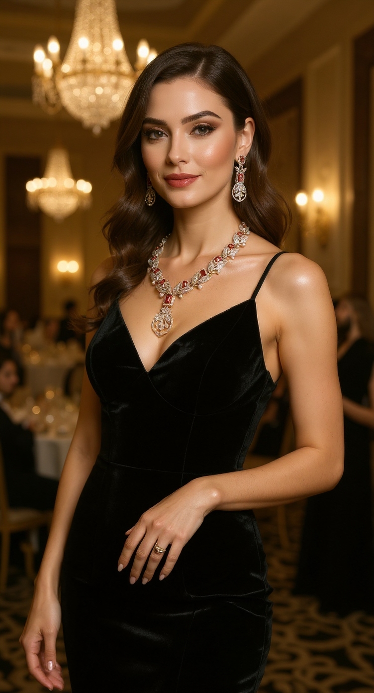 Elegant Ruby American Diamond Necklace Set view 2
