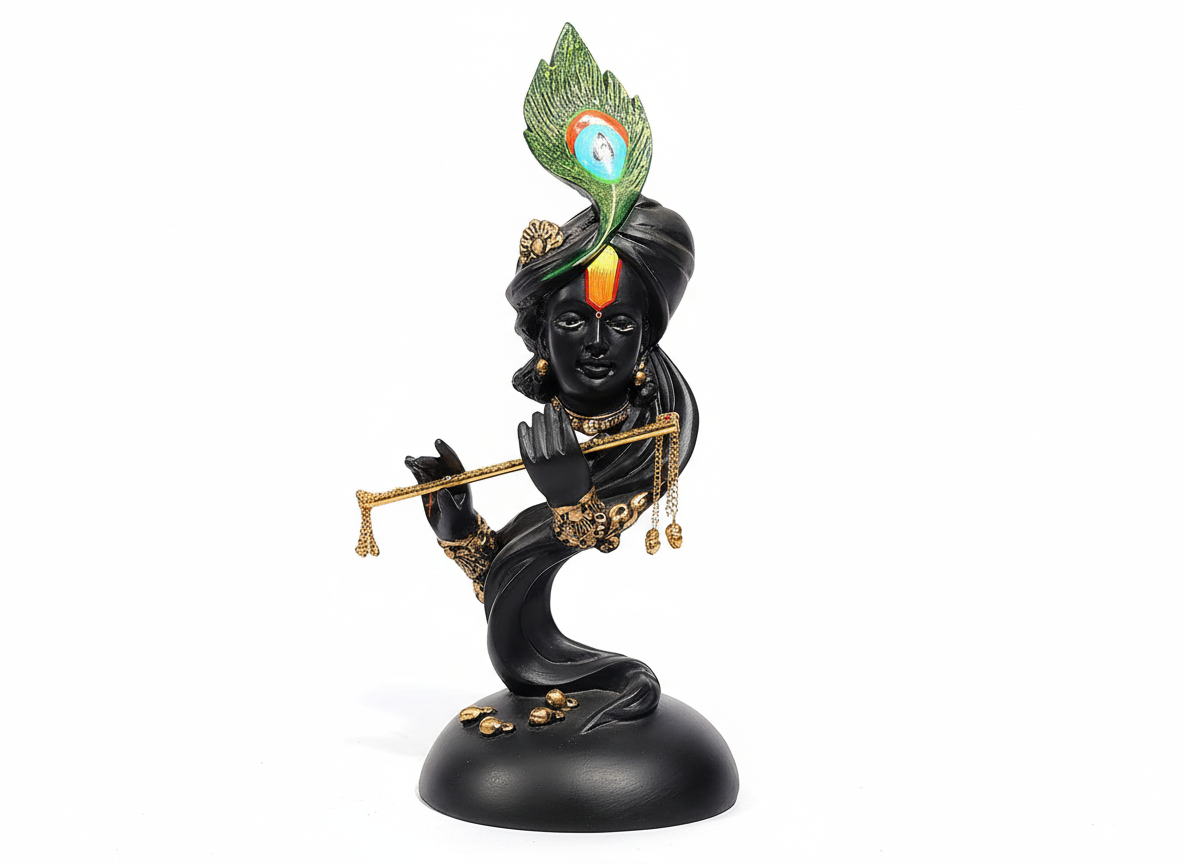 Krishna Playing Flut Black Mate 13" Code:VM1460