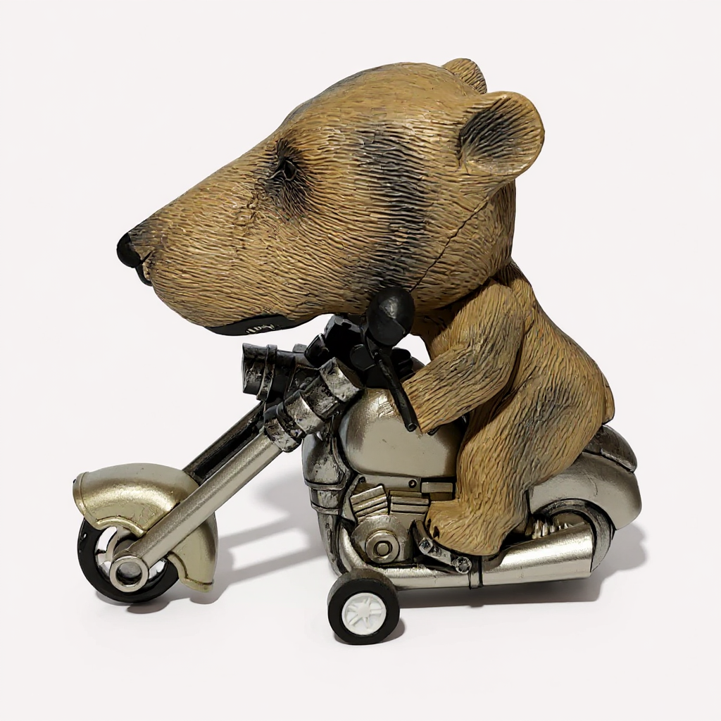 Bear on Motorcycle Figurine view 3