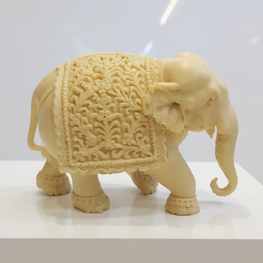 Stone Carved Elephant 3/5" view 3