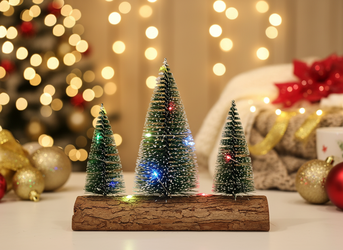 Lighted Miniature Christmas Trees With Light