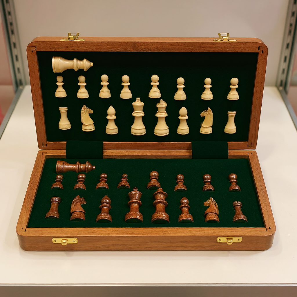 Wooden Foldable Magnetic Chess Board 12/12"