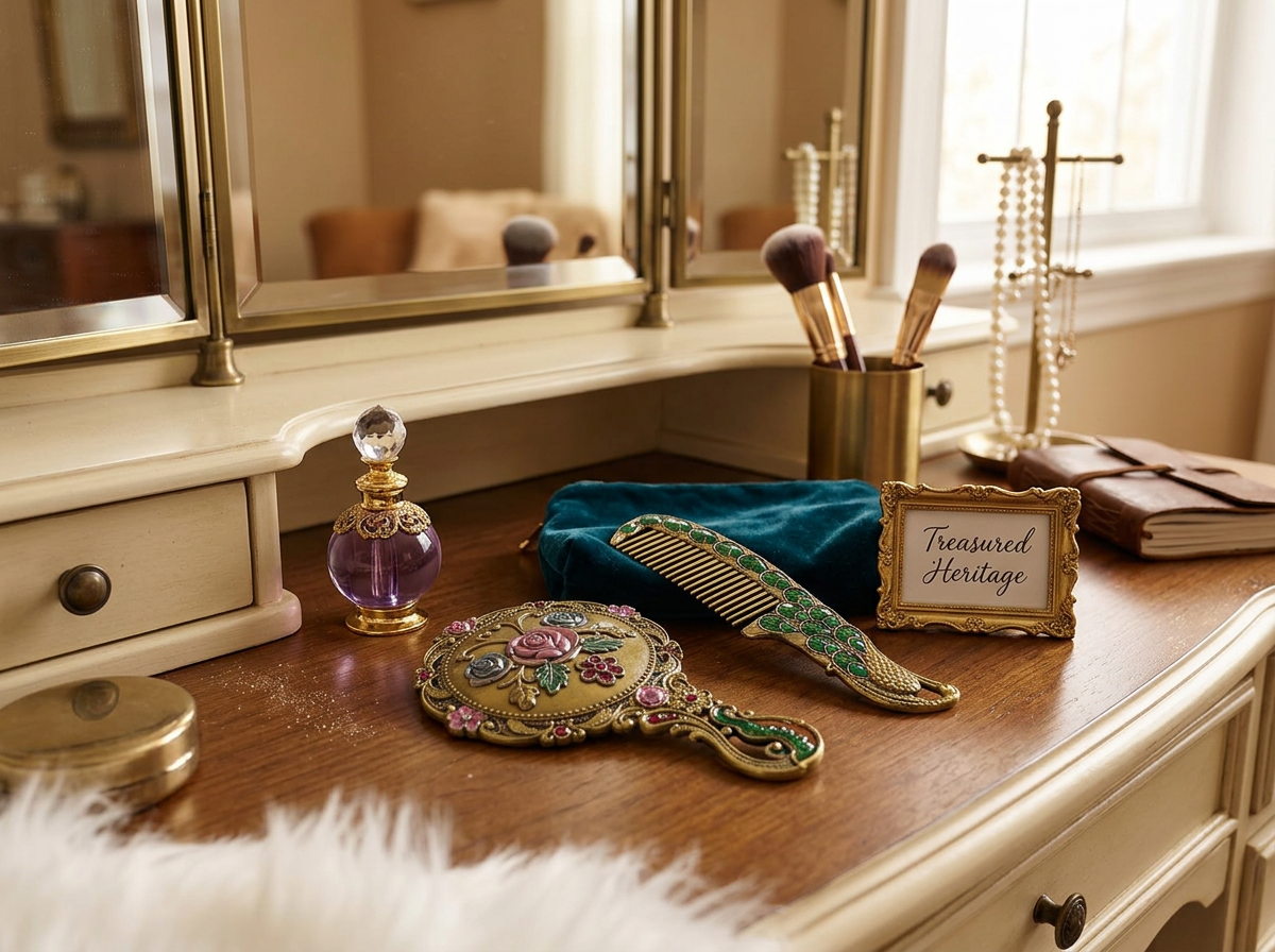 Vintage Hand Mirror and Comb Set view 2