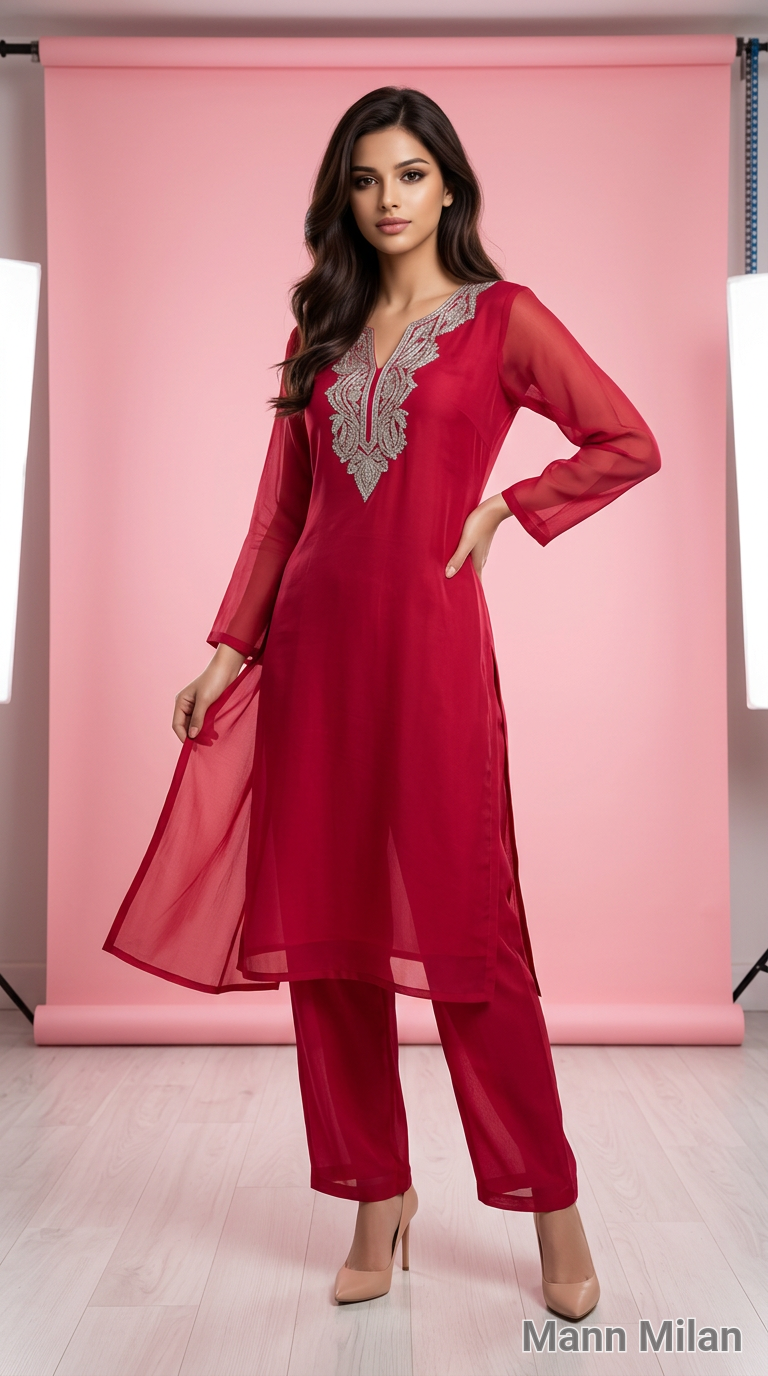 Mann Milan Embroidered Kurta Set view 8