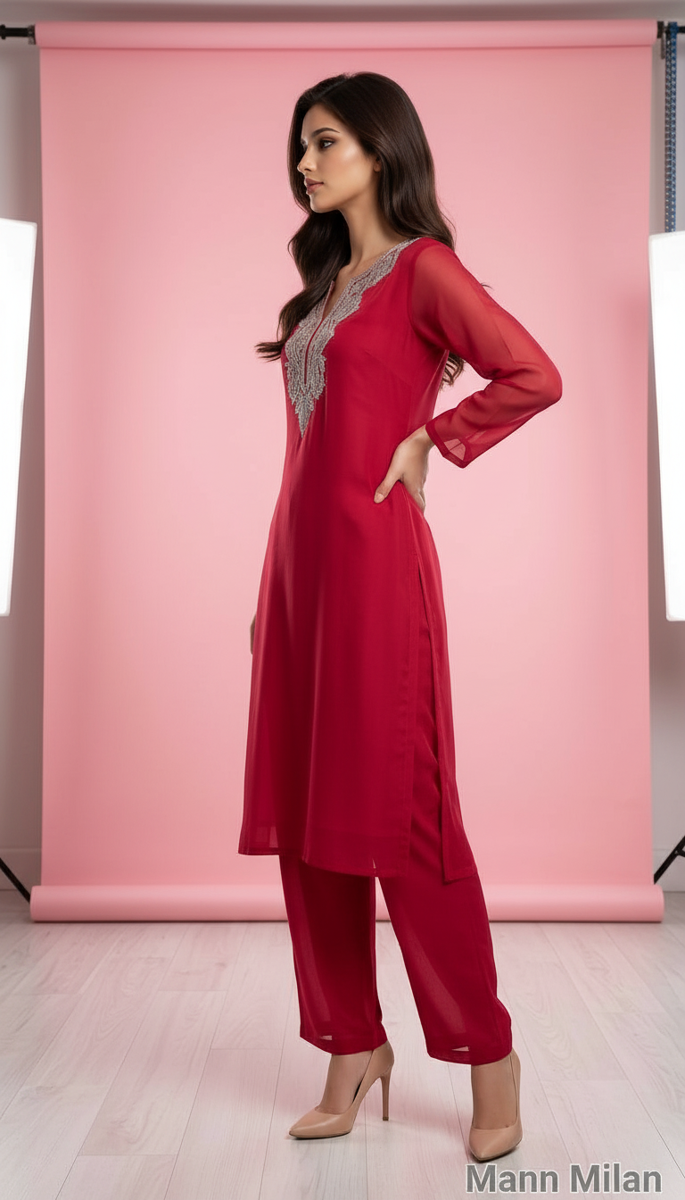 Mann Milan Embroidered Kurta Set view 6