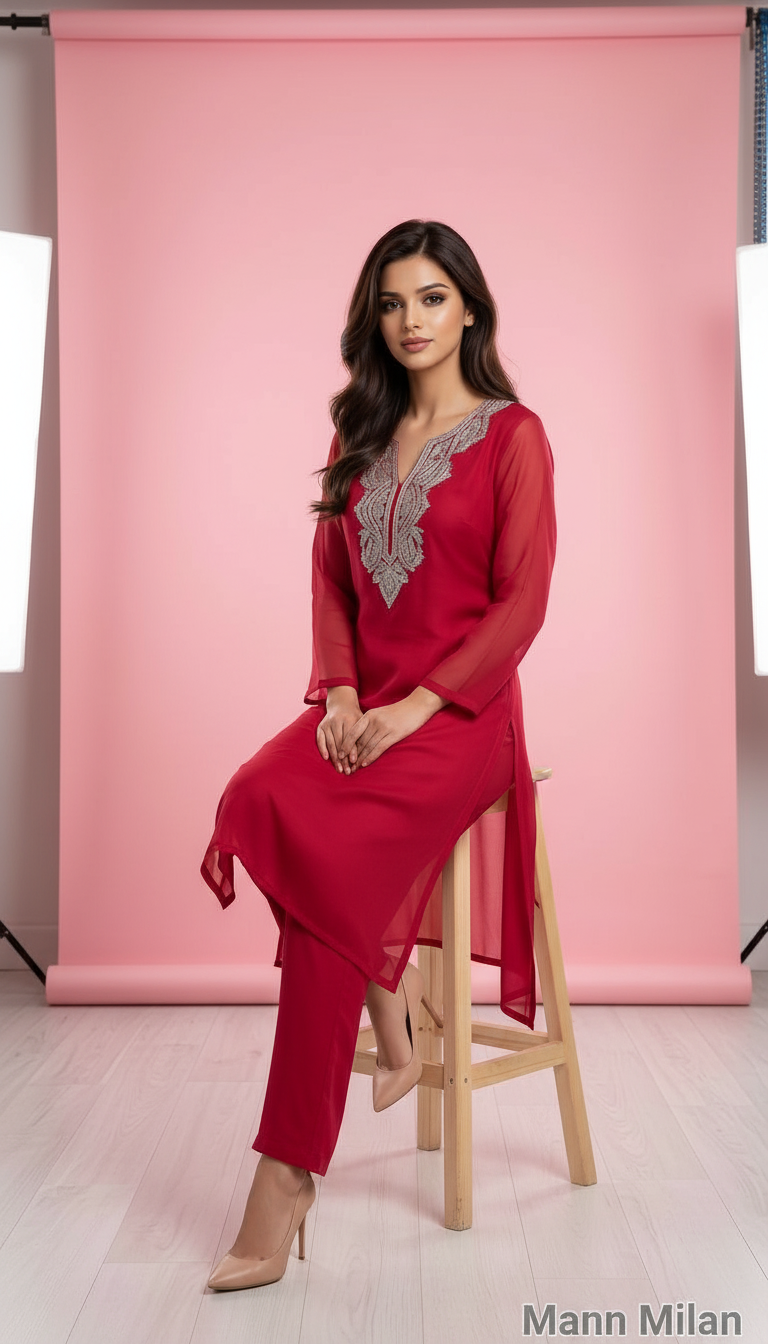 Mann Milan Embroidered Kurta Set view 7