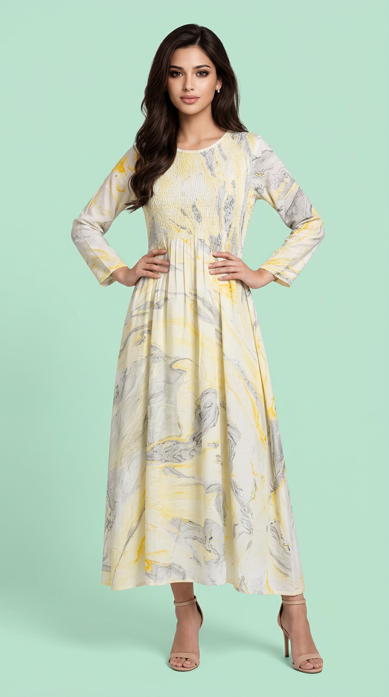 Marble Print Dress