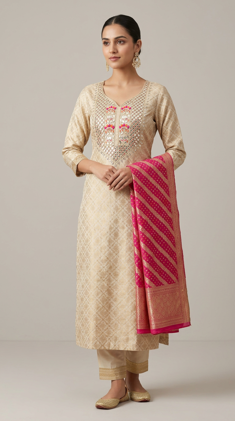 Embellished Churidar Set view 2