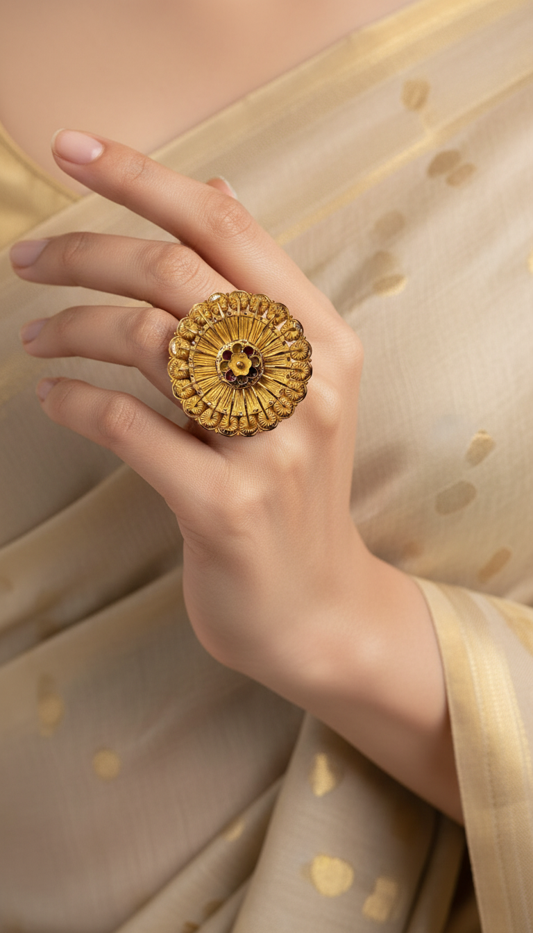 Golden Flower Brooch view 2