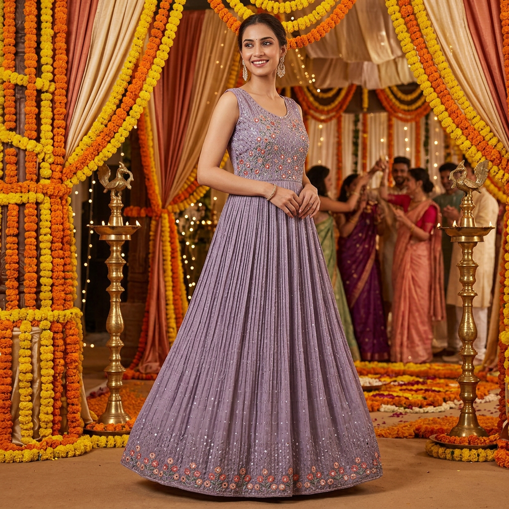 Lavender Embroidered Gown