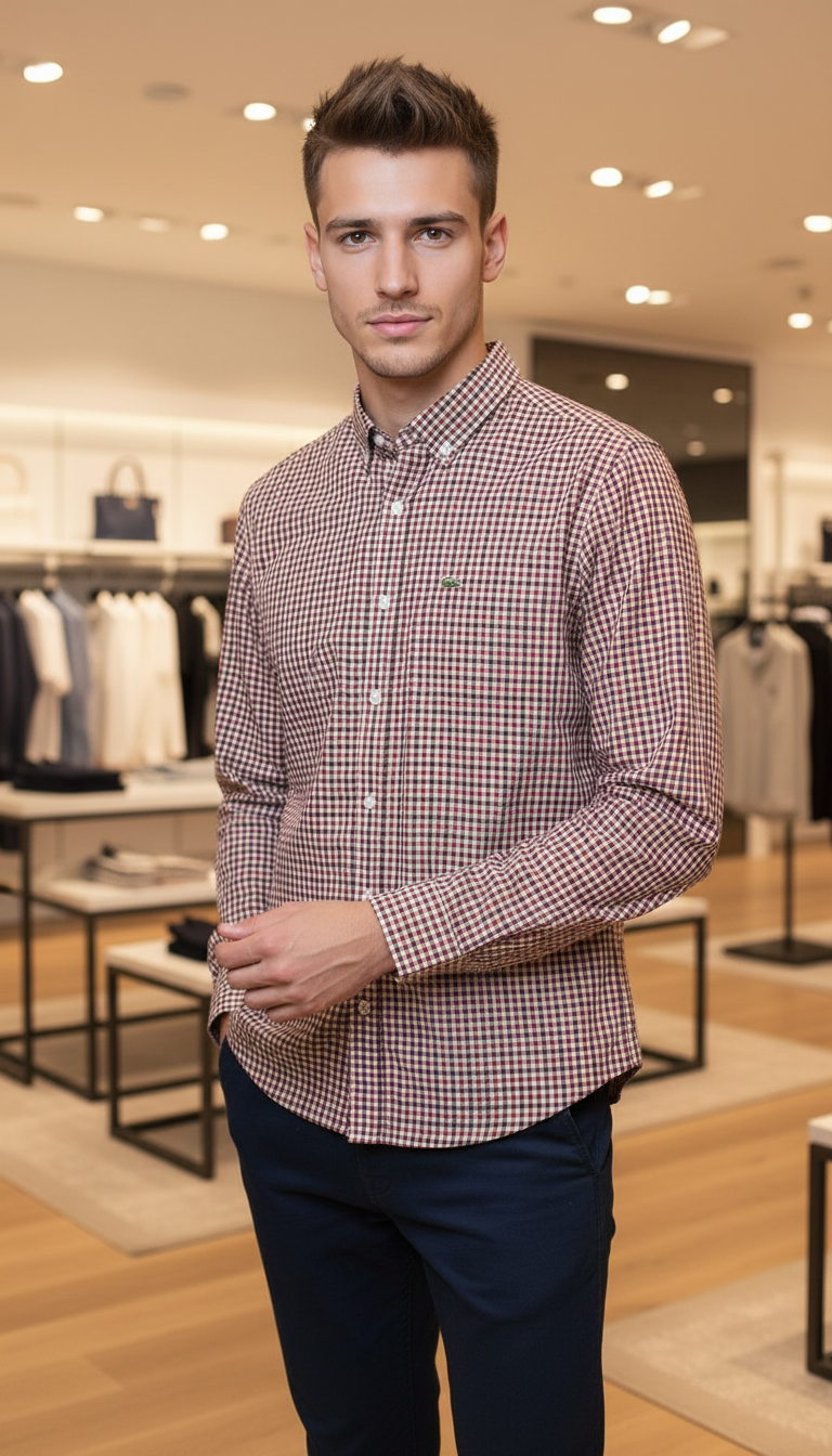 Lacoste Mens Formal Checkered Shirt view 5