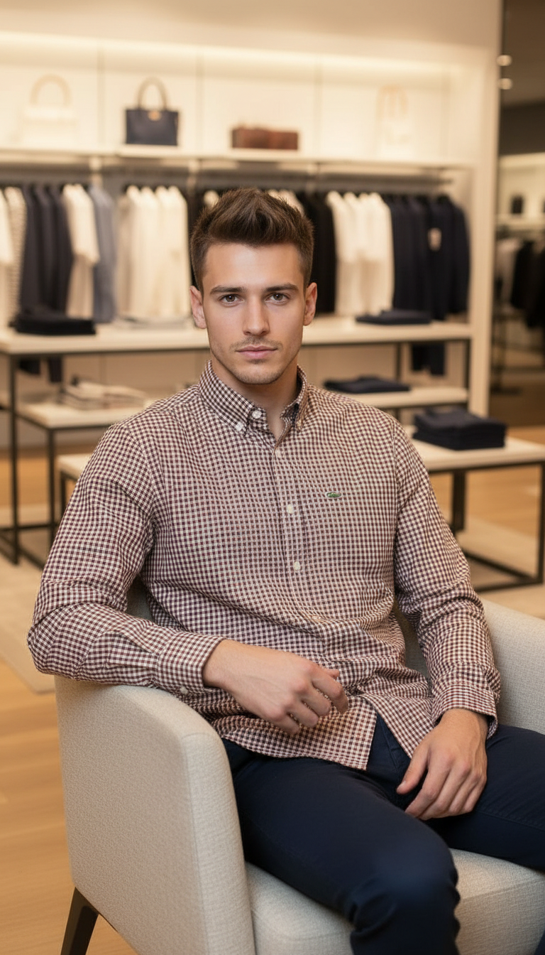 Lacoste Mens Formal Checkered Shirt view 4