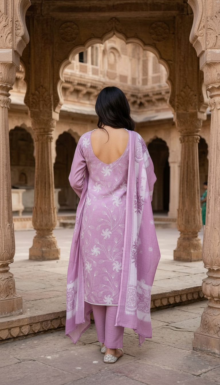 Embroidered Cotton Salwar Set view 4