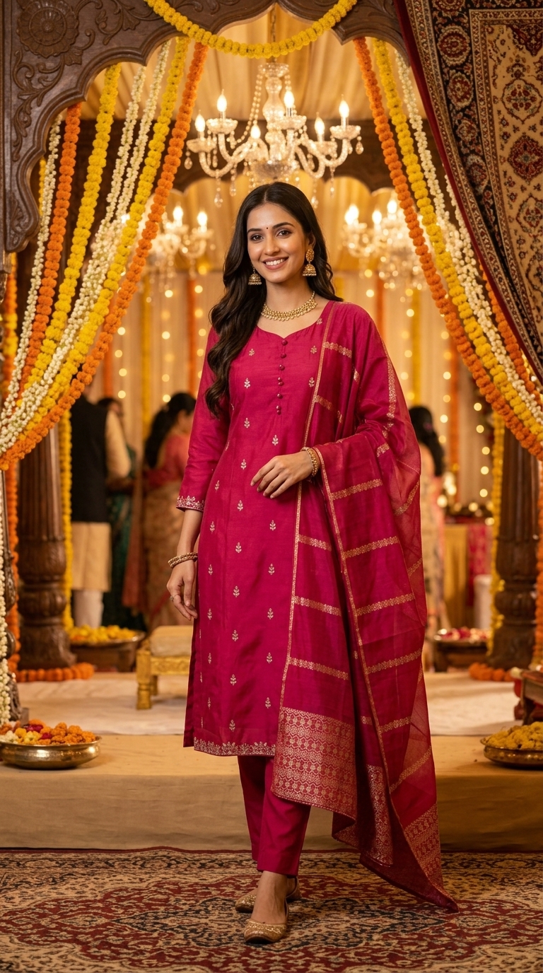 Elegant Pink Salwar Set view 5