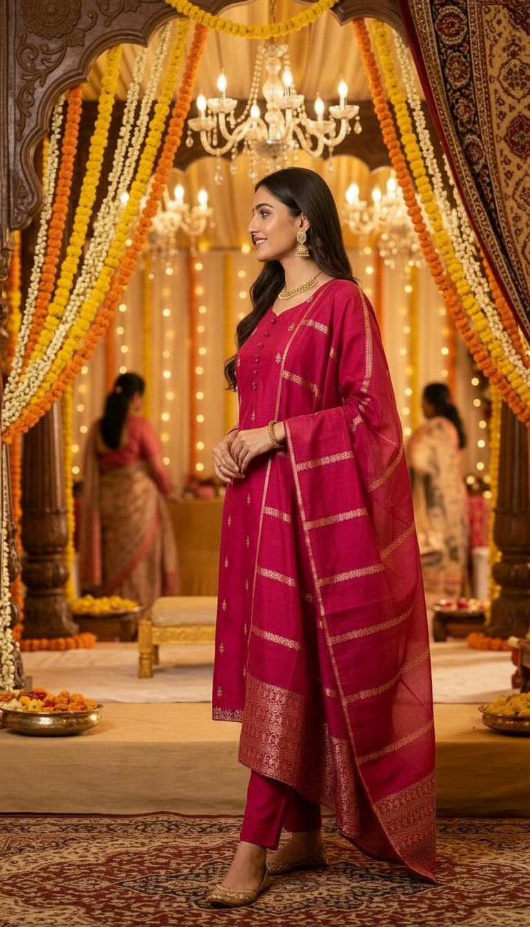 Elegant Pink Salwar Set view 2