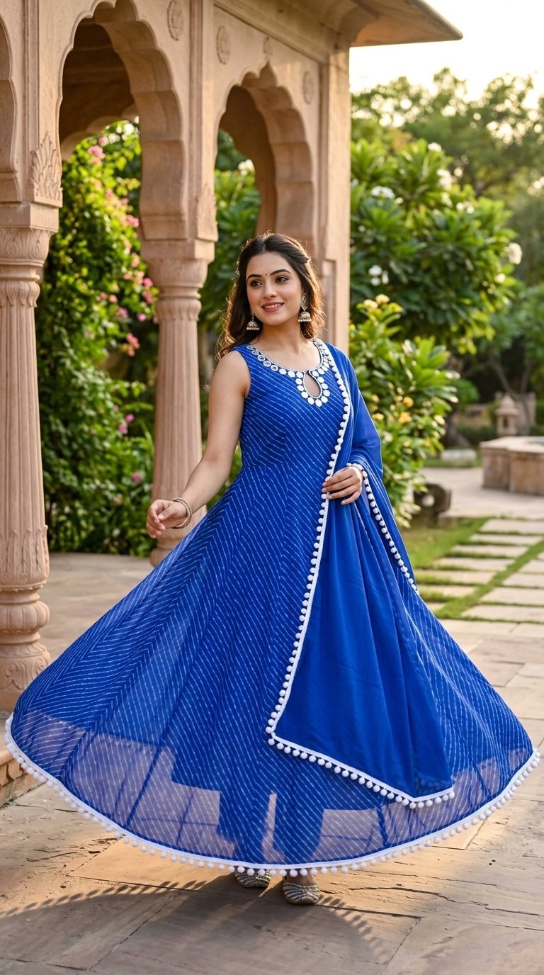 Blue Anarkali Dress view 4