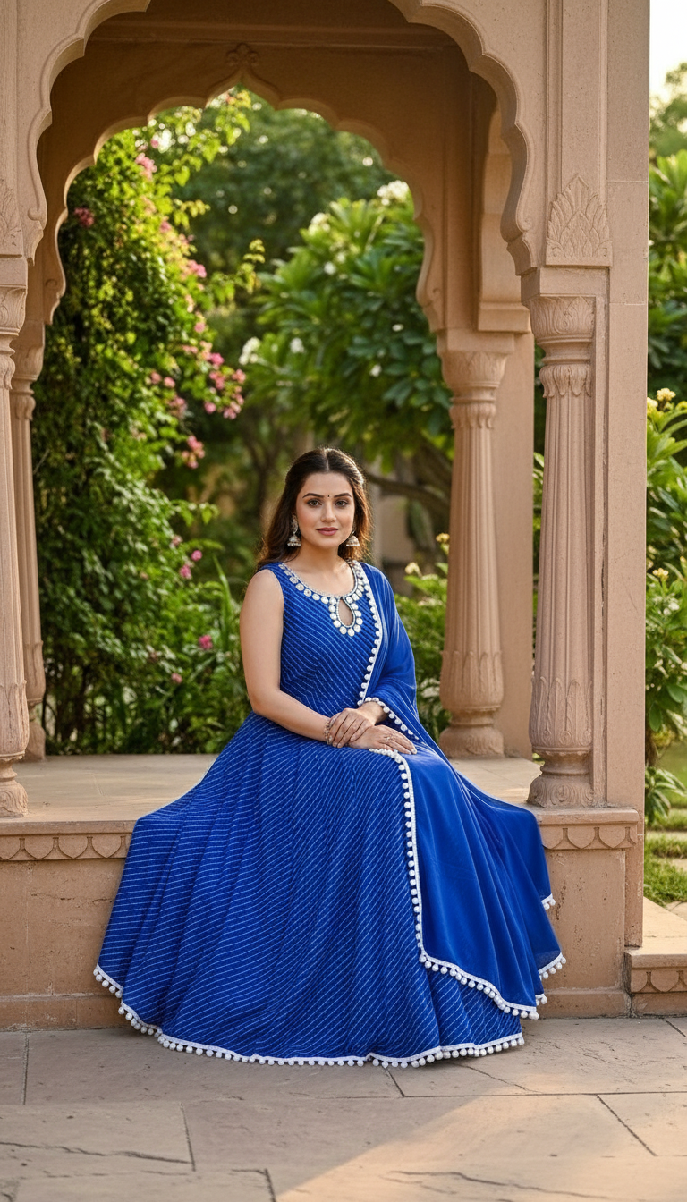 Blue Anarkali Dress view 3