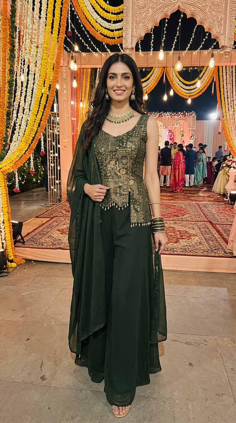 Embroidered Indo-Western Set view 4
