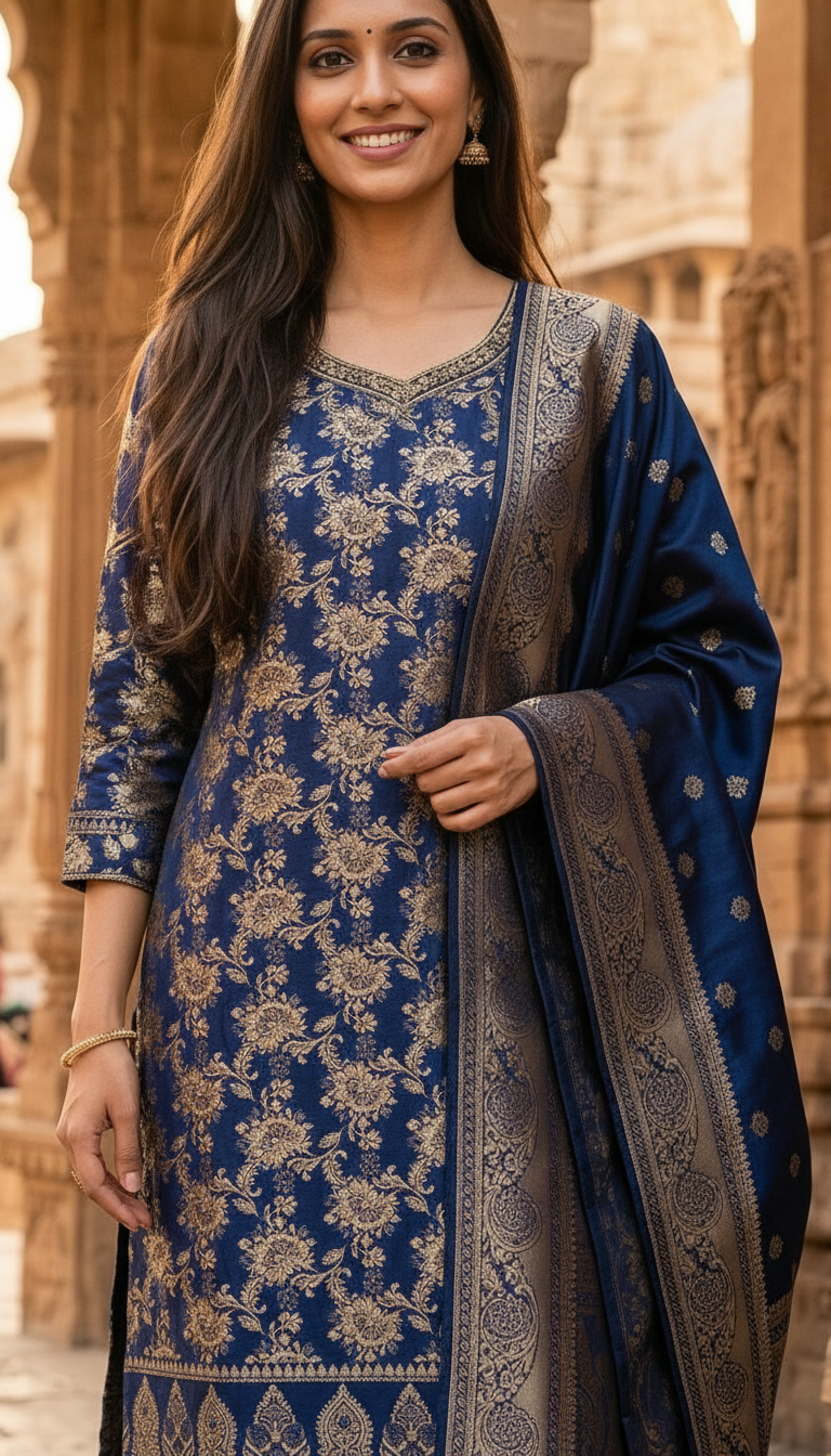 Elegant Blue Salwar Set view 2