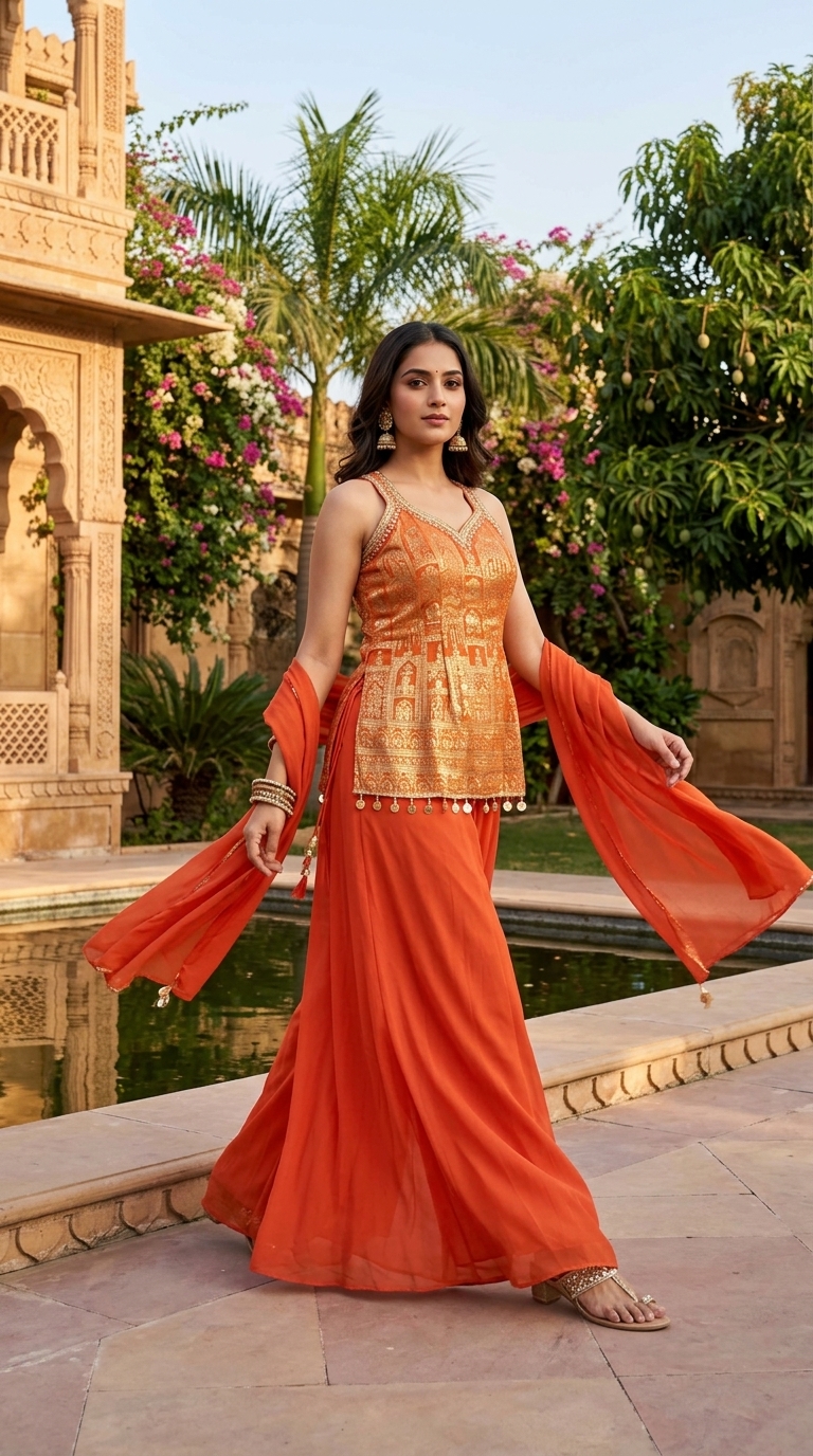 Festive Orange Dress view 4