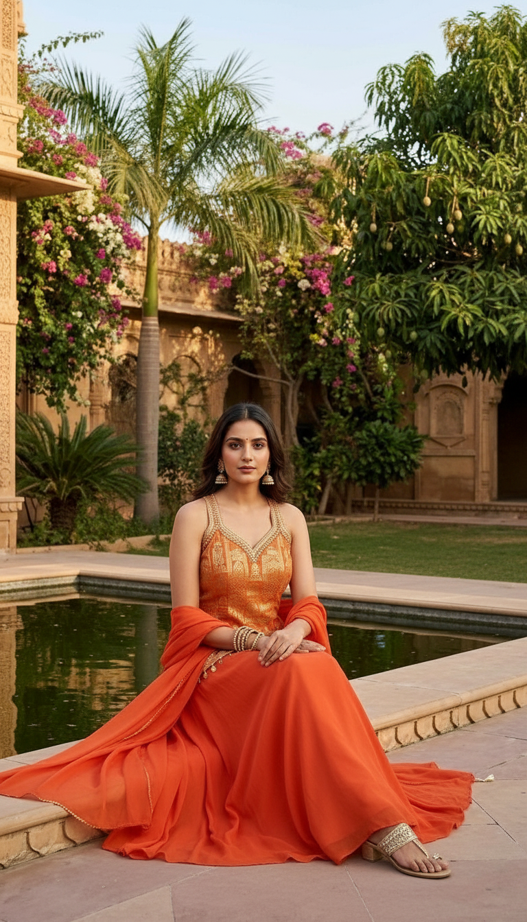 Festive Orange Dress view 3