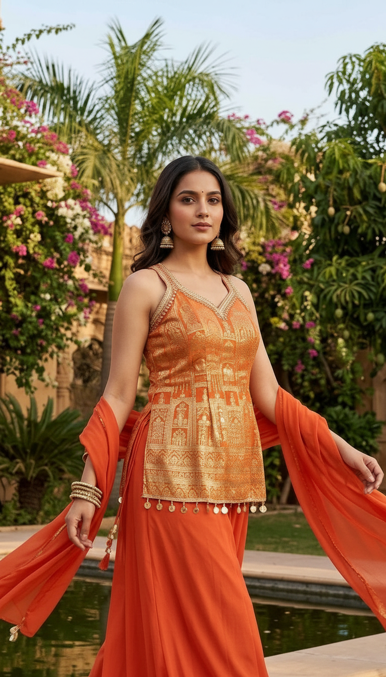 Festive Orange Dress view 2