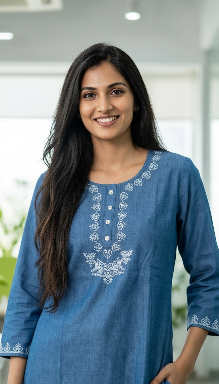 Jeans Denim Short Kurti Set view 3
