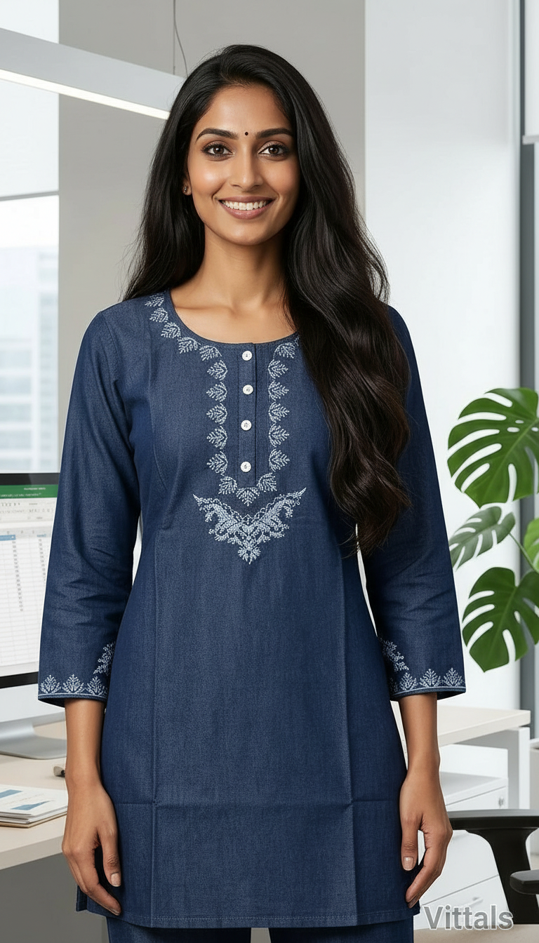 Vittals Denim Kurthi Set view 2