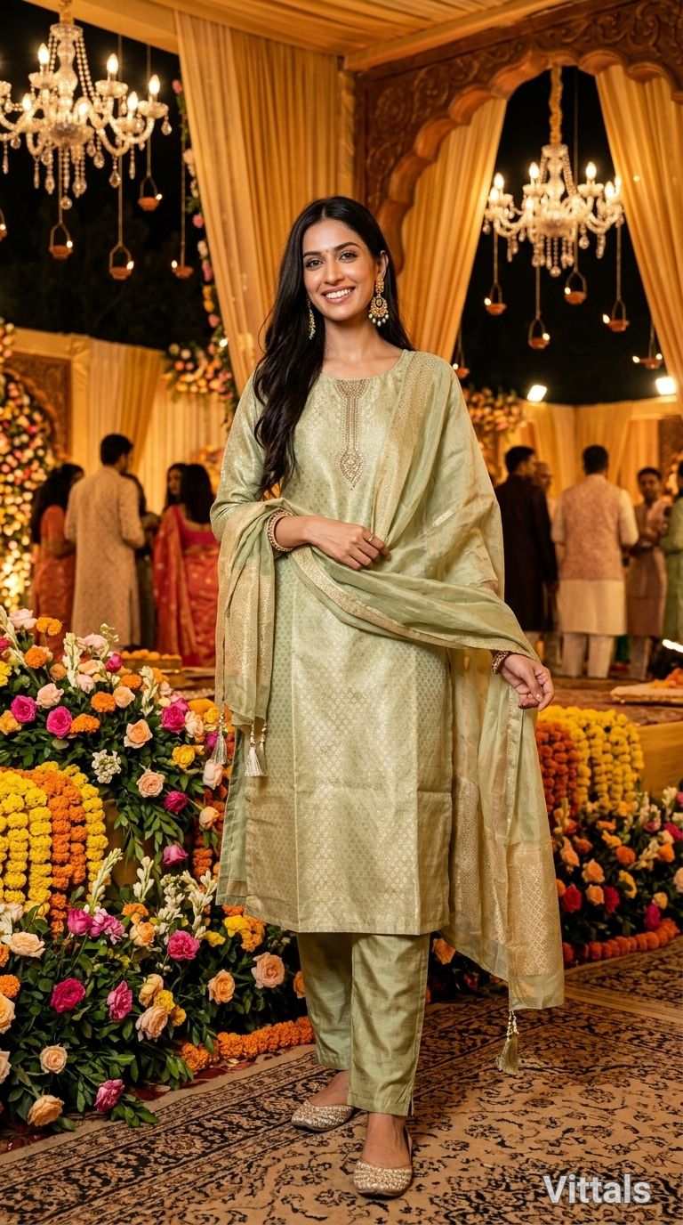Traditional Silk Salwar Set view 4