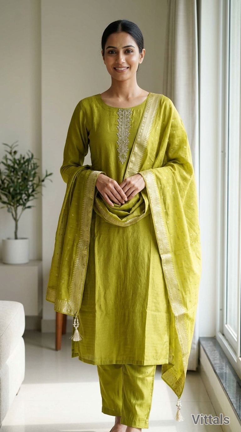 Green Kurtal Set view 4